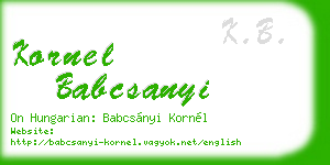 kornel babcsanyi business card